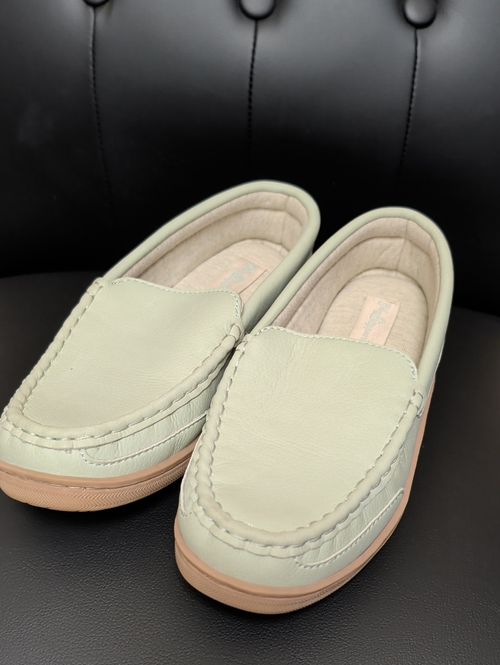 Women’s Soft Mint Slip-On Moccasin Slippers